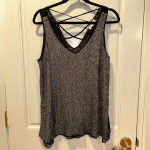 Lola & Sophie New York Silver Metallic Racerback Tank Top Size Large